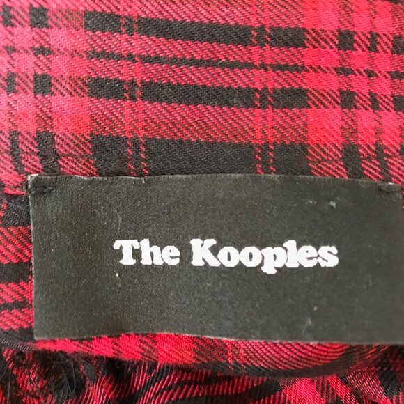 The Kooples Black & Red Plaid Button Down Shirt With Studs & Bead Work Size XXS - Picture 5 of 6